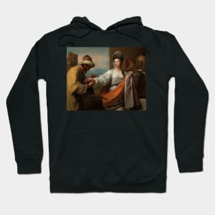 Isaac's Servant Tying the Bracelet on Rebecca's Arm by Benjamin West Hoodie